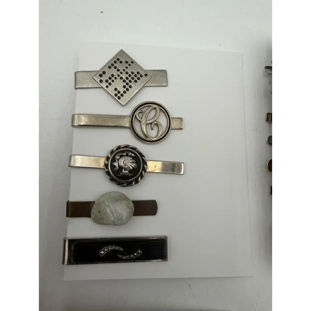 Vintage Lot 60+ Tie Clip/ Tie Pin Signed Anson Hicock Swank Gold Silver Tone